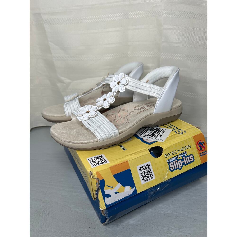 Skechers Reggae Slim Blooming Romance Slip-Ins Sandals White Size 9 - Picture 11 of 16